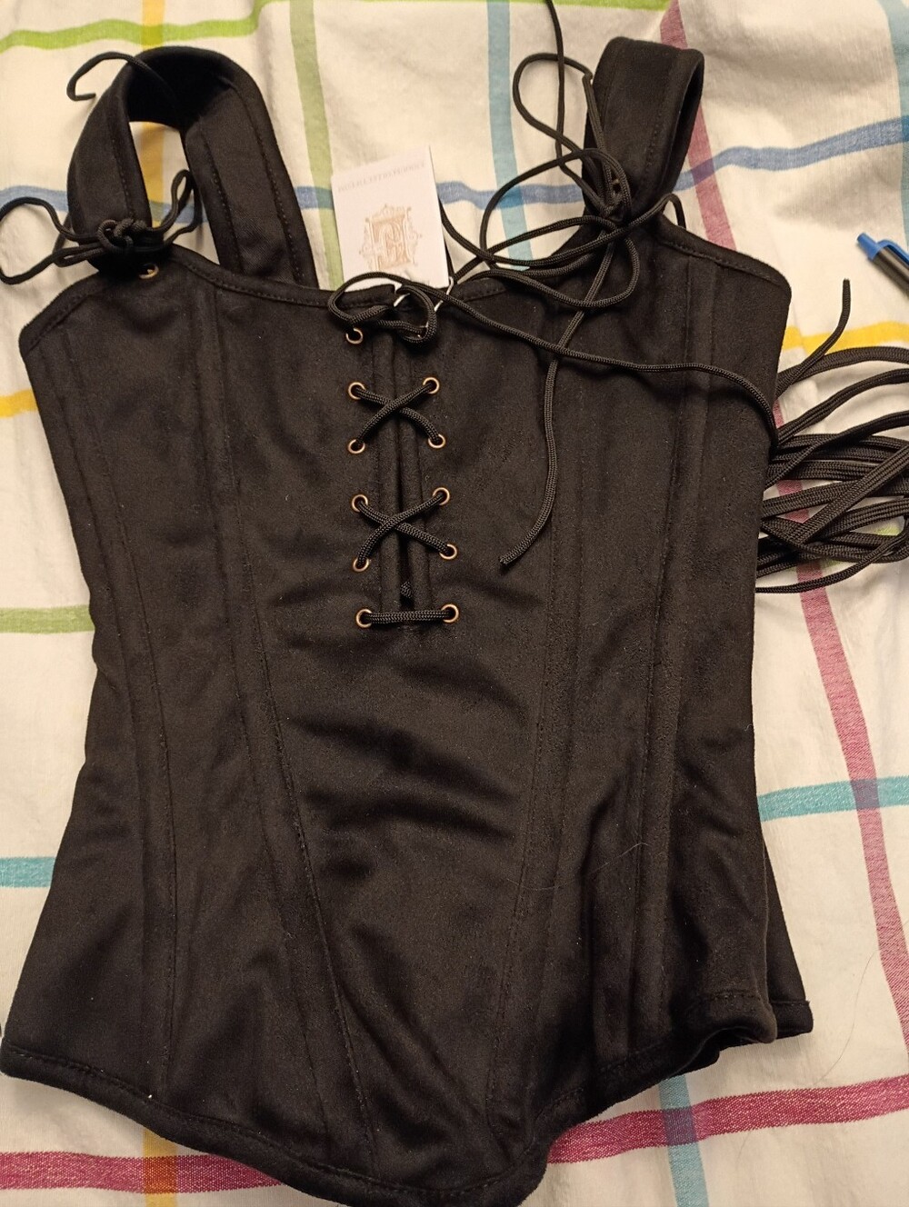 Enjoue Black Lace-Up Corset Top - Women